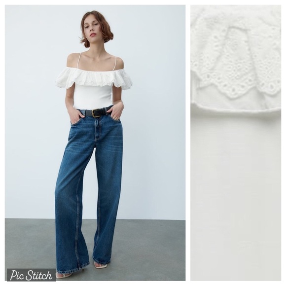 NWT. Zara White Contrast Bodysuit. Size M. - Picture 2 of 11